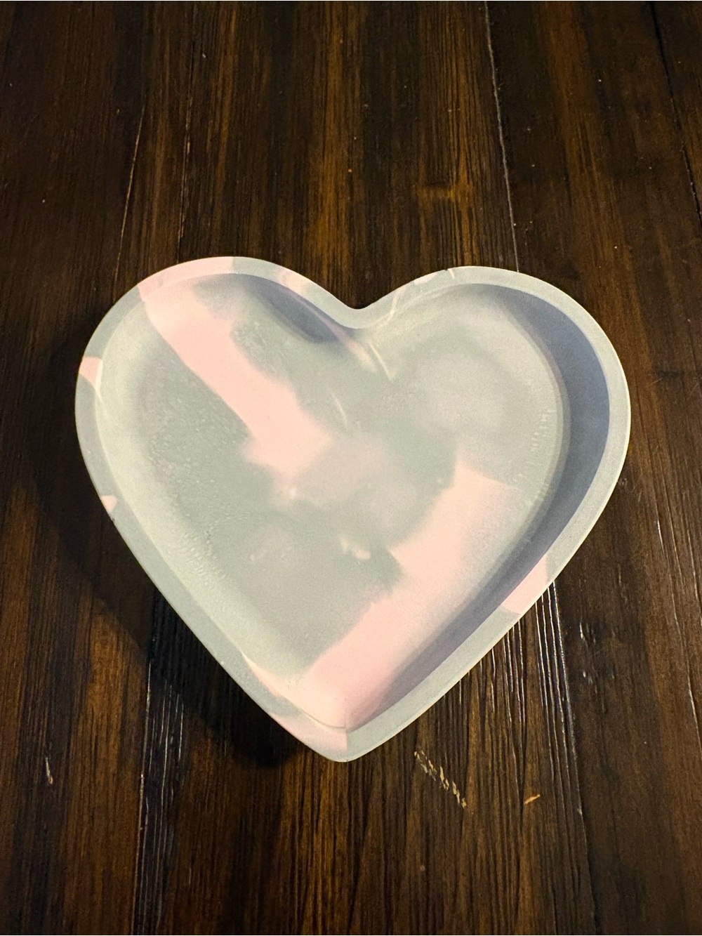 Heart-Shaped Decorative Tray in Light Pink and Grey